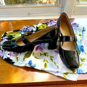 Naturalizer Karissa Mary Jane Patent Leather Black Pumps with Block Heel, Size 9